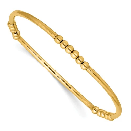 1/20 14k Gold Filled Women's 3mm Beaded Tube 6.75" Flexible Stretch Bracelet