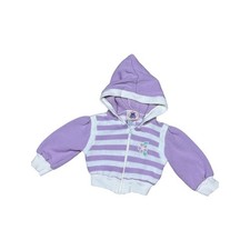 Vintage 70s Pastel Purple White Baby Crop Zip Up Hoodie Flower Applique 3-6 mo