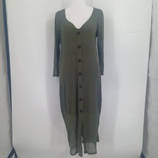 Express Womens Size large Olive Green Ribbed Knit Bodycon Long Sleeve Midi Dress