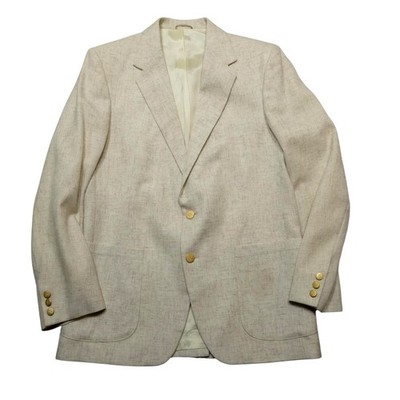 WFF by Farah Blazer Mens 44L White Polyester Rayon Gold Button Sport Coat Jacket