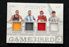 2025 Leaf In the Game Used Curry / Messi / Mahomes / Judge GM UD Quad Patch 1/10