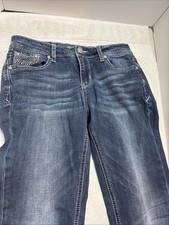 Grace In LA Women  s Jeans Easy Fit Size 33 Bootcut With Embellishment Raw Hem