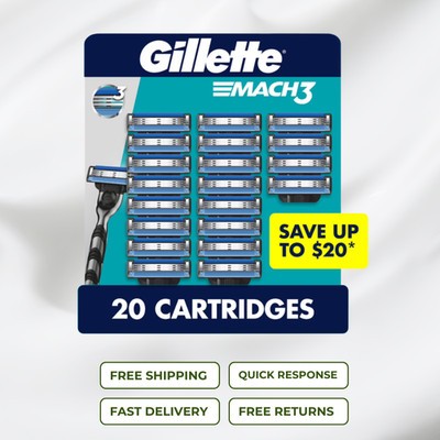 Gillette Mach3 Mens Razor Cartridges 20 ct Free Shipping