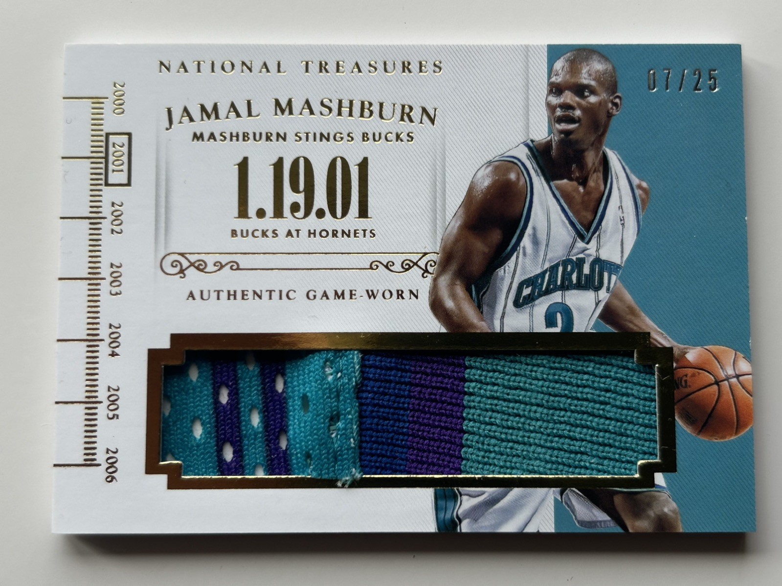 2014-15 PANINI NATIONAL TREASURES JAMAL MASHBURN TIMELINE JERSEY PATCH 7/25 