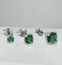 925 REAL Sterling Silver Green Emerald Stud Earring 3mm 4mm 5mm Single/Pair