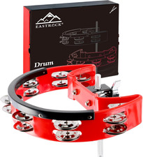 Drum Set Tambourine with Mounting Eye Bolt, Hi Hat Tambourine Red 