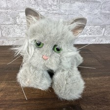 Tiger Electronics FurReal Friends Light Grey Geen Eyes Cat Meow Plush 4361