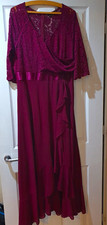 MissMily Burgundy Lace Floral Maxi Dress V-Neck 3/4 Sleeve Lined Size XL