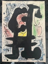 Joan Miro (Handmade) Drawing mixed media on paper signed & stamped