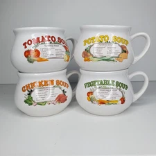 Soup Gift Set Of 4 Ceramic Recipe Mugs And Soup Caraway Naturals Open Box