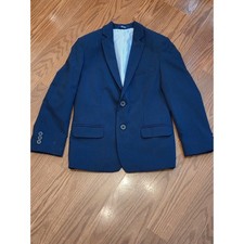 IZOD Kids Navy Blue Blazer Jacket Two Button Front Pinstripe Lining Size S