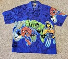 Vintage Marvel Comic Men Shirt Large Short Sleeve Retro Festival Y2K Hawaiian  — photo 1