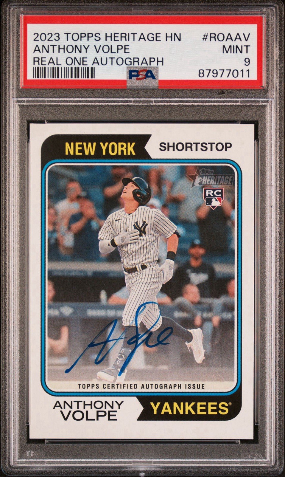 2023 TOPPS HERITAGE ANTHONY VOLPE REAL ONE AUTO #ROA-AV PSA 9 Yankees RC