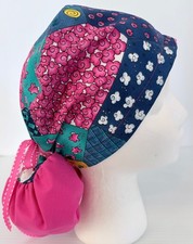 Colorful Print Medical Ponytail Pouch Surgery Scrub Cap Chef Hat