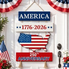 Fuutreo 250 Anniversary 4th of July Door Sign 250th Anniversary 1776-2026 US ...