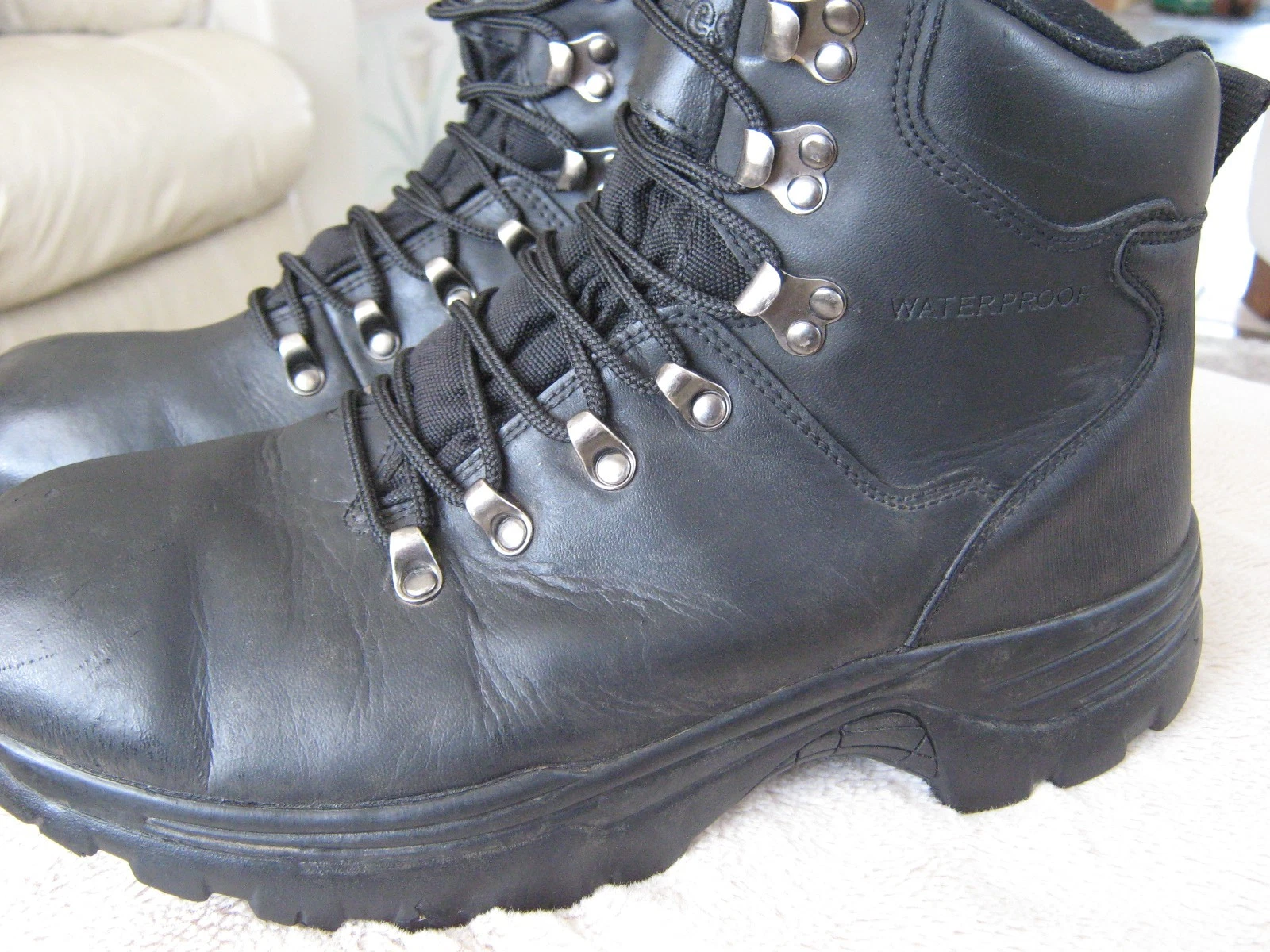 EVEREST Leather Hiking Boots Men’s 12 Waterproof Lace Up 6" Black