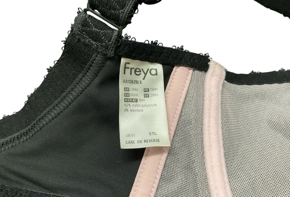 Sujetador Freya Gem AA1362BLK Negro Rosa Lunares Reino Unido 28HH Balconette Con Aros Foto 3 de 4