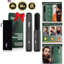 Beard Straightener for Men, Portable Cordless Heated Hair Beard Straighteni...