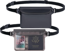 2-Pack Waterproof Pouch with Adjustable Waist Strap  Dry Bag for Phones and Val
