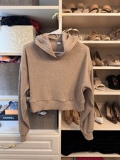 Alo Yoga Women's Muse Hoodie Gravel Heather Crop Ribbed XS