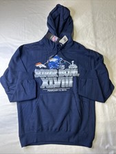 NFL Apparel Denver Broncos Super Bowl XLVIII Navy Hoodie Mens Small NWT E3