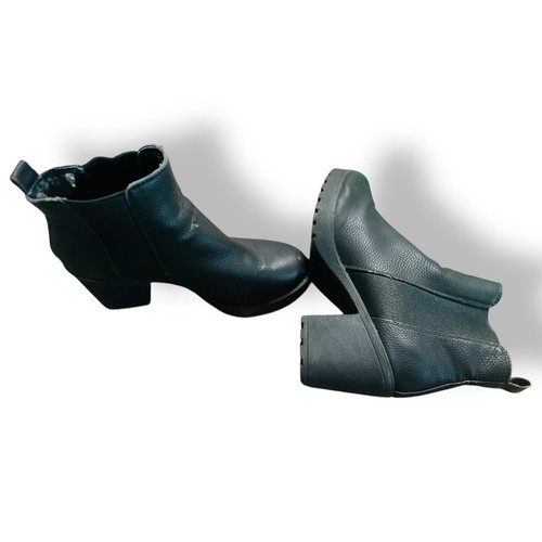 London Rebel Boots Size 8 Black Block Heel Ankle Lug Sole Chunky Casual - Picture 2 of 8