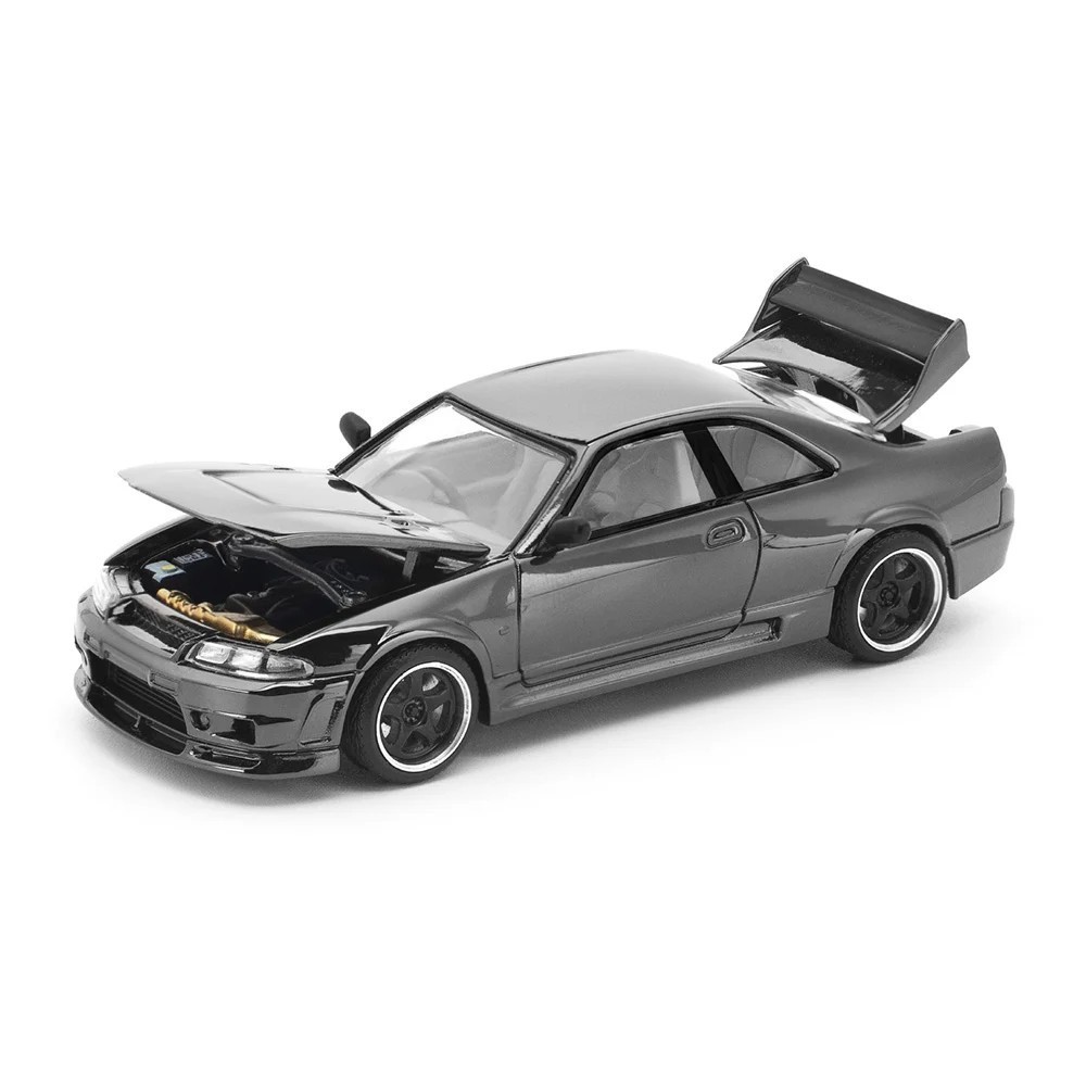 Pop Race 1:64 Nissan Skyline R33 GT-R Dark Chrome Diecast Car