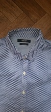 Mens Replay Long Sleeve Shirt Blue Diamond Pattern Size Uk XL
