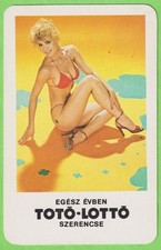 Hungarian 1982 Pocket Calendar Card Pin-up Erotic Toto-Lotto Ica Biro Socreal 72