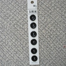 CRAFT SUPPLIES Package of 6 Slimline Black Flat Buttons