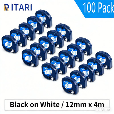 100pk 91331 91332 91333 91334 91335 Compatible for DYMO Letratag Label Tape 12mm