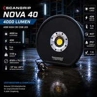 Scangrip Nova 4K Led Arbeitsleuchte 4000Lm Baustrahler IP67 5M Kabel Strahler