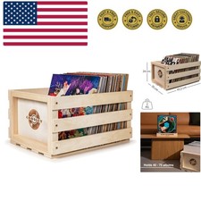 AC1004A-NA Record Storage Crate Holds up to 75 Albums, Natural