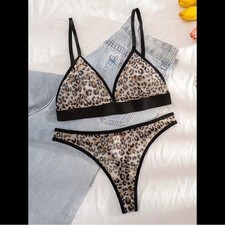 Black Leopard, Sheer, Lingerie Set