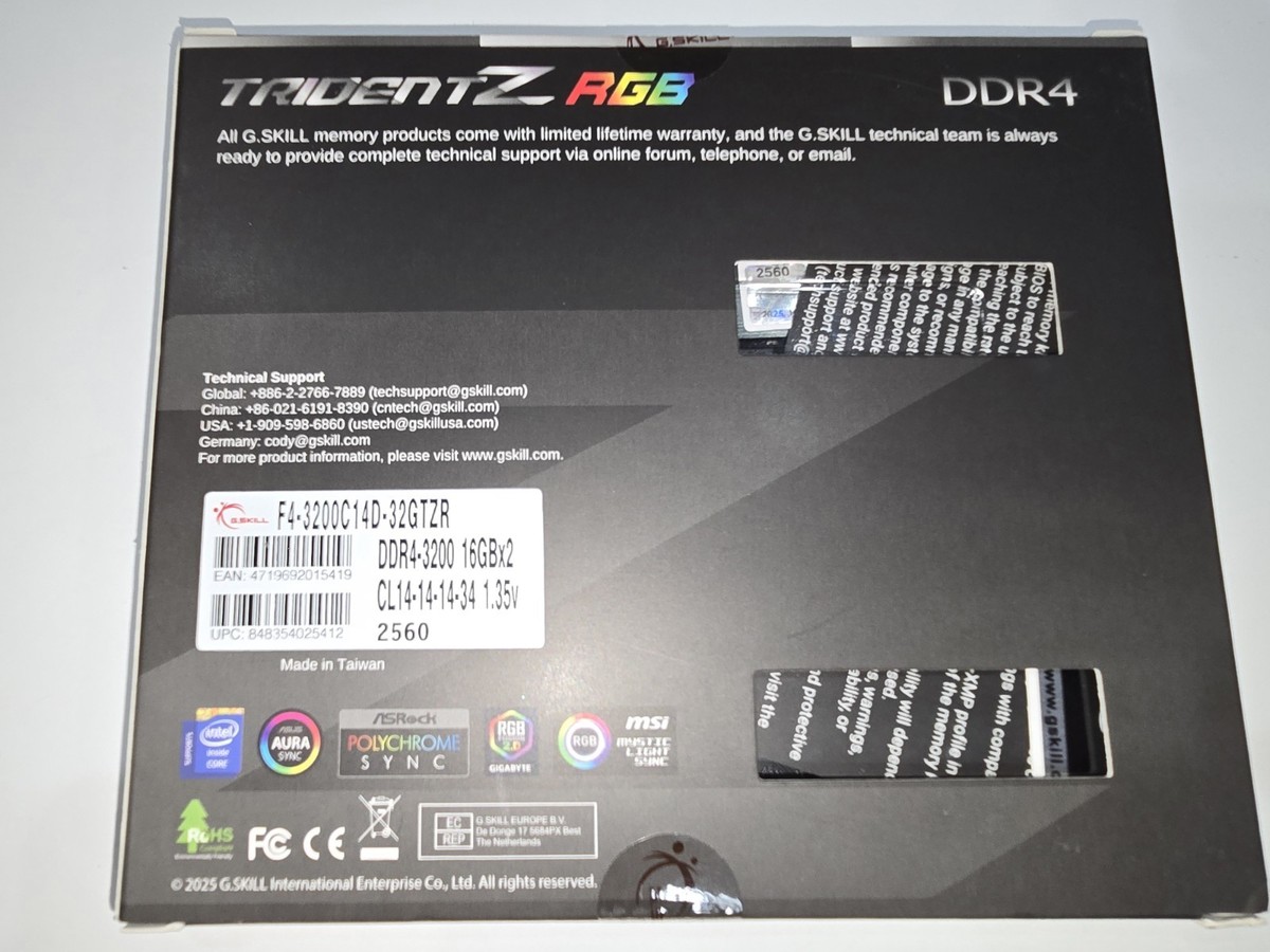 【訳あり】G.SKILL TRIDENT Z RGB 32GB 3200MHz G.SKILL Trident Z RGB Series DDR4 RAM (XMP) 32GB (2x16GB