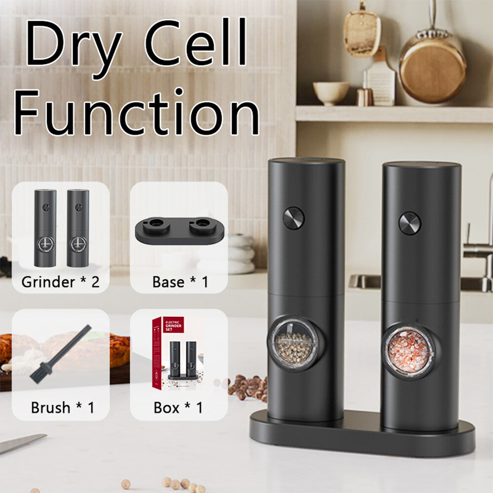 2pcs New Electric Salt And Pepper Grinder Set, Rechargeable Salt And