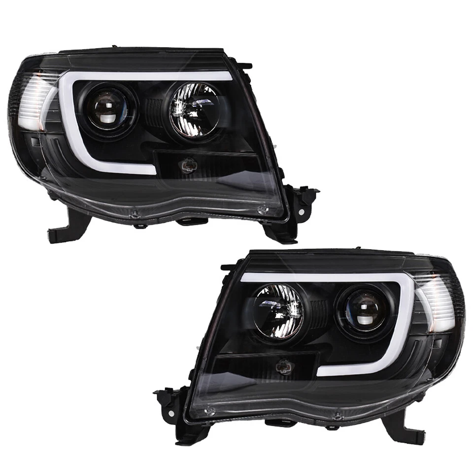 Para Toyota Tacoma 2005-2009-11 Faros L+R + Kit de rejilla de capó delantero negro Foto 4 de 4