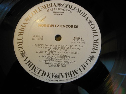 Horowitz Encores Columbia Records Master Works Vinyl LP Album Record #224 - Picture 5 of 5