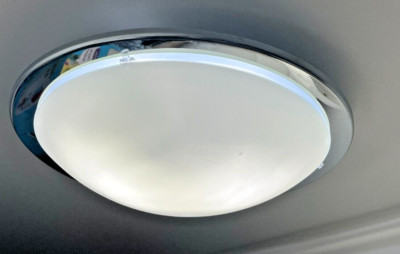 NEW Eglo 82944 Planet 2-Light Ceiling Light Chrome w/Satin Glass **LOW PRICE**