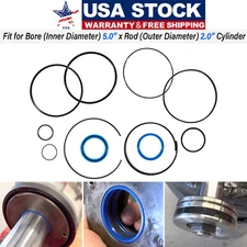 For 5.0"Bore x 2.0" Rod Cylinde Hydraulic Log Splitter Cylinder Rebuild Seal Kit