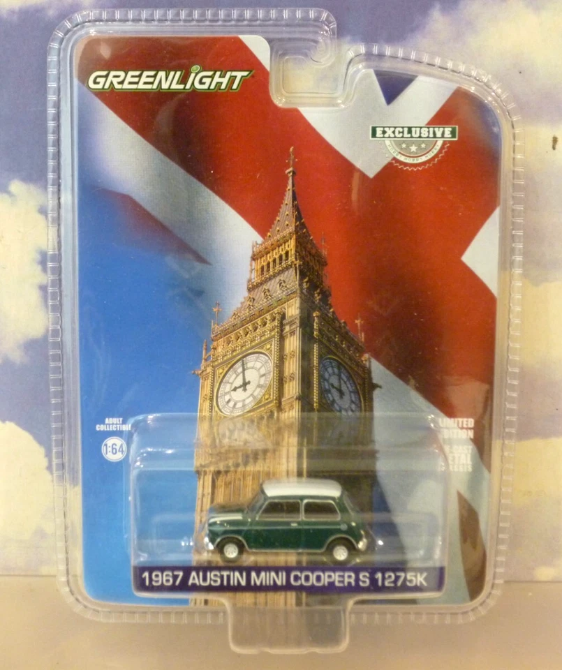 SET OF 3 1/64 GREENLIGHT DIECAST 1967 AUSTIN MINI COOPER S 1275 PINK/GREEN/BLACK - Image 2 of 4
