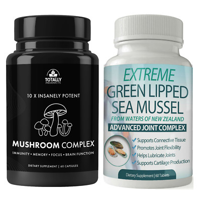 Mushroom Immune Supplement & Green Lipped Sea Mussel Joint Support 60 Tablets