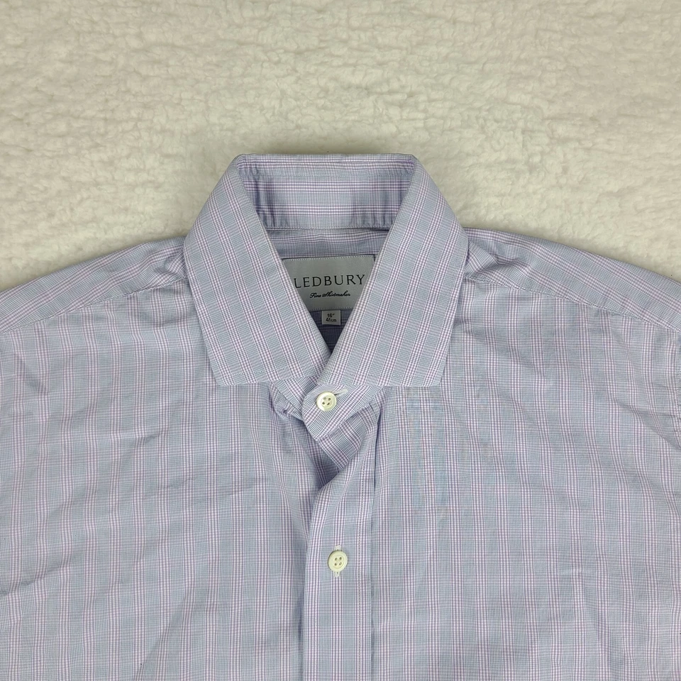 Ledbury Shirt Mens 16 / 41 Blue Purple Plaid Dress Button Up - Image 3 of 4