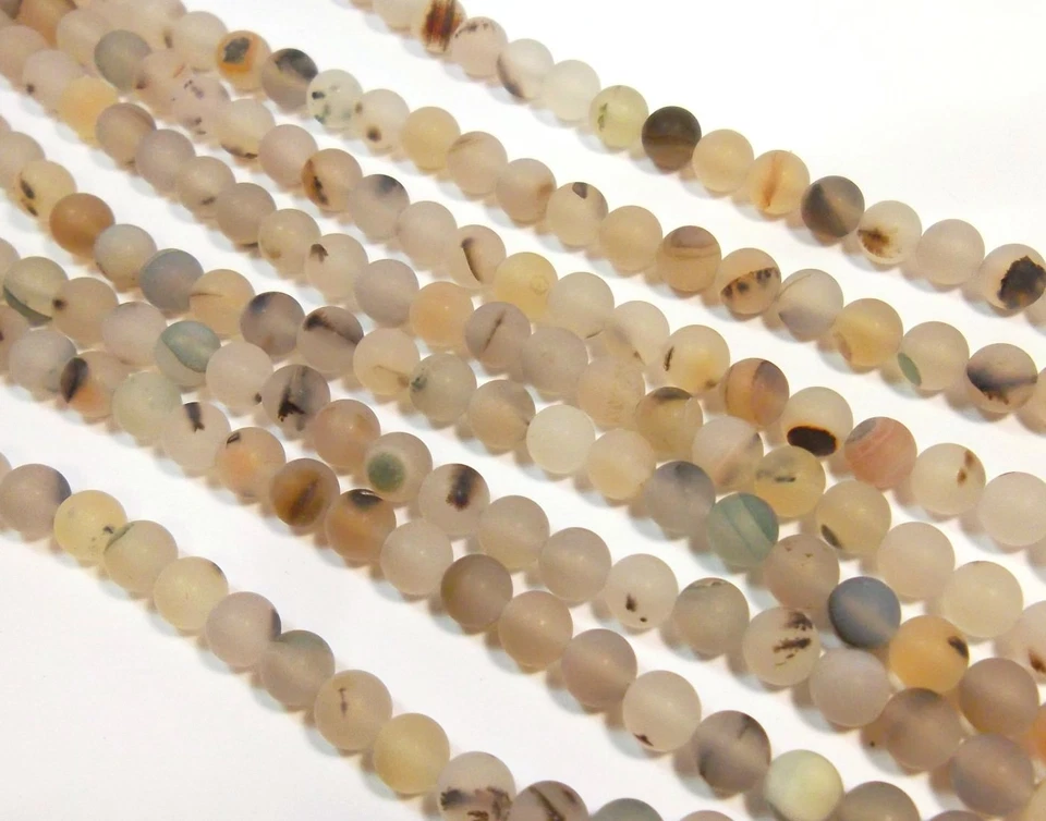 Achatsteine Perlen Natur Streifen 6mm Grau Frosted 18stk Edelsteine Schmuck G169 - Bild 4 von 4