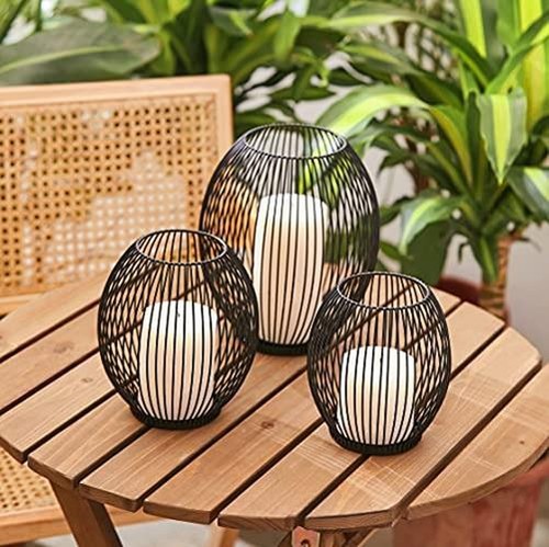 Metal Candle Holder Lantern, Black, Large , New - Picture 6 of 7