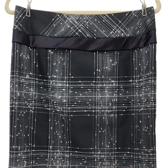 Falda lápiz Nanette Lepore mezcla de lana a cuadros negra blanca para mujer 6 Foto 2 de 4