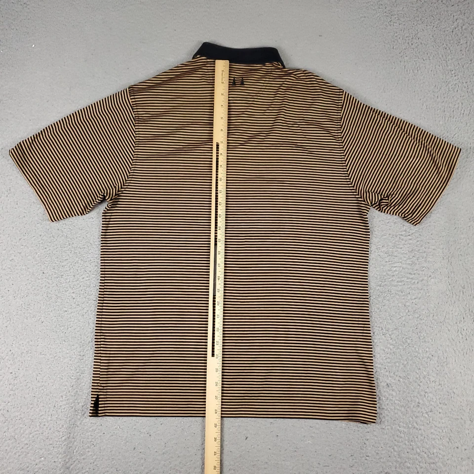 Camisa Polo Greg Norman Para Hombre Pequeña Negra Dorada Rayas Algodón Informal Manga Corta Foto 3 de 4
