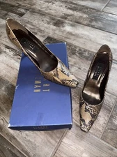 Vintage Stuart Weitzman Genuine Natural Matte Python Snakeskin Heels 8.5 B