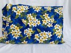 Blue Pillowcase with White and Yellow Plumerias | Handmade | 100% Cotton