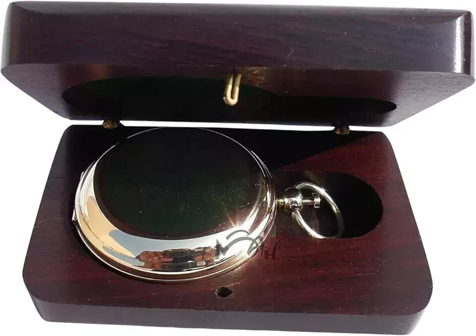 Boussole Nautique Ancienne En Laiton - Vintage, Gravée Main, Cadeau Marin